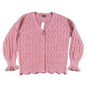 NWT Cupcake Clothing Ltd. Womens Long Sleeve Ruffle Cuff Blush Cardigan Sz Small
